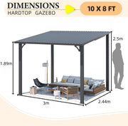 Aluminium Lean to Gazebo Outdoor Metal Harodtop Wall-Mounted Heavy Duty Pergolas