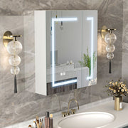 Bathroom Mirror Cabinet LED Wall Mounted 650x600mm with Demister Shaver Storage