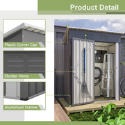 Metal Garden Shed 152x72x182cm Outdoor Storage Pent Roof Tool Shed Grey