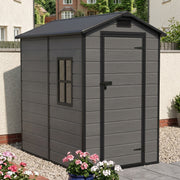Weatherproof Plastic Garden Shed 4X6ft Outdoor Tool Storage House with Window