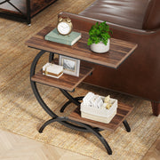 C-Shaped End Table Modern 3-Tier Narrow Side Table with Storage for Living Room