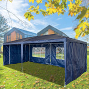 Gazebo PE 3X6M Outdoor Patio Shade Canopy Waterproof 6 Pieces Sidewalls Blue