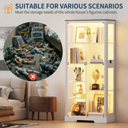 7-Tiers Tall Display Cabinet with Glass Doors & 3-Colour LED Lights for Figures