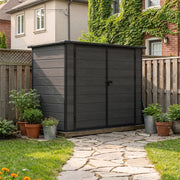 Wood Effect Plastic Garden Storage Shed Outdoor Storage House Tool Sheds 7 x 4FT