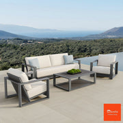 Foremost Milan Deep Seating Garden Patio Set Aluminium Wicker Cream Cover 4PCS