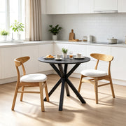 80cm Round Dining Table Set with 2 Dining Chairs Modern Kitchen Table and Chairs