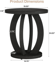 Modern Round End Table Wood Side Table Accent Table with Storage for Living Room