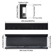 80 inch Electric Fireplace 3 Sided Panoramic Fire Log Standing Insert LED Flames