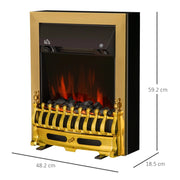 2000W Electric Fireplace Inset Fire Heater Realistic LED Coal Flame Effect Gold