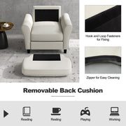 Tufted Upholstered Living Room Chair Reading Armchair-Beige