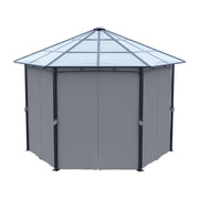 3.8m Hexagon Gazebo with Curtains & Polycarbonate Roof Outdoor Garden Pavilion