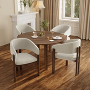 2 Cream Dining Chairs !SALE! Linen Upholstered Armchairs Walnut Effect Legs