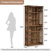 6-Tier Modern Bookshelf 75-Inch Tall Bookcases Wood Freestanding Display Shelves