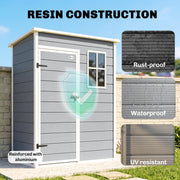 5' x 3' Garden Shed w/ Floor, Lockable Door, Window and Vent, Grey