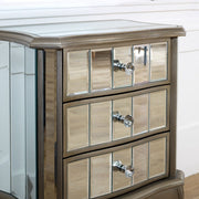Mirrored 3 drawer bedside table antique silver vintage shabby chic bedroom chest