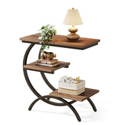 C-Shaped End Table Modern 3-Tier Narrow Side Table with Storage for Living Room