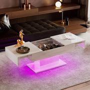 High Gloss LED Coffee Table Cocktail Center Table Modern Living Room Rectangle