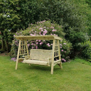 Churnet Valley 3 Seater Garden Swing Bench Outdoor Wooden Patio Seat Canopy Wood
