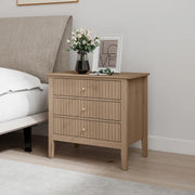 Large 3 Drawer Bedside Table - Hales Pale Wood Range