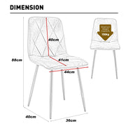 4X Dining Chairs Set Faux Suede Leather Padded Seat Metal Legs Kitchen Office