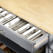 Rolling Kitchen Island Trolley Storage Cart w/ Rubberwood Top, Grey