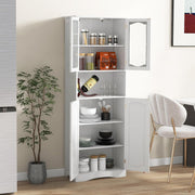 Tall Kitchen Pantry Cabinet White Storage Cupboard Glass Doors Shelves 164cm