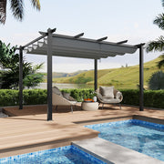 4X3M Heavy Duty Metal Pergola with Retractable Roof Outdoor Garden Gazebo Canopy