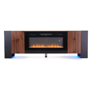 Wooden TV Stand Cabinet Unit with Electric Fireplace 12 Colour LED Fire Heater