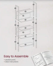 Rustic Wood Bookcase Bookshelf 5 Tier Industrial Storage Display Shelving