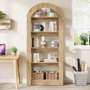 5-Tier Arch-Shaped Bookshelf, Modern Wooden Bookcase Open Display Storage Shelf