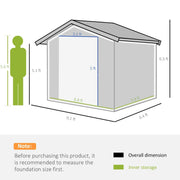 9 x 6FT Galvanised Garden Storage Shed with Sliding Door, Dark Grey