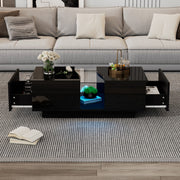 Led Coffee Table with 2 Drawer Storage, High Gloss Coffee Table for Living Room