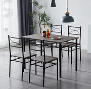 Dining Table and Chairs Set Metal Wood Effect Table Dining Set 4 Chairs Silvia