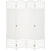 6 Panel Room Divider Folding Privacy Screen with Pine Wood Frame Refurbished