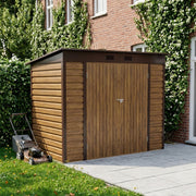 8 x 4FT Metal Garden Storage Shed with 2 Door Wood Grain Effect Bike Tool House
