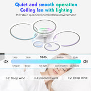RGB LED Ceiling Fan Light Dimmable Chandelier Living Room Lamp W/ Remote Control