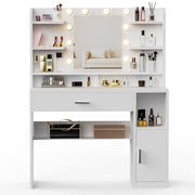 Dressing Table With 8 Shelves LED Mirror Set Makeup Desk Vanity Table Bedroom