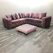 Large Square Footstool Coffee Table Upholstery Fabric Footstools Matching Button