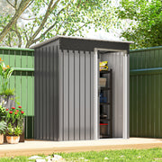 5 x 3ft Garden Storage Shed Sliding Door Sloped Roof Tool, Grey