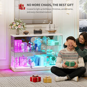RGB Glass Display Cabinet with Lock, Motion Sensor, Display Case for Figures