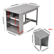 5pcs Dining Table and Stools Set Bar Dining Table Storage Shelf for Kitchen