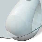 Coffee Table With Oval Glass Top High Gloss