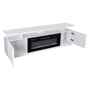 70inch White TV Stand Unit Cabinet with Electric Fireplace & 12 Colour LED Light