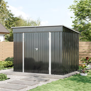8ft x 6ft Metal Garden Shed Waterproof Outdoor Storage Shed with Foundation Kit