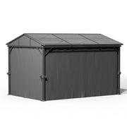 XL Hardtop Gazebo Garden Pavilion Metal Frame Polycarbonate Roof with Curtains