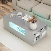 Led Coffee Table with 2 Drawer Storage, High Gloss Coffee Table for Living Room