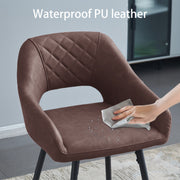 Set of 2 Bar Stools Velvet/PU Metal Legs Breakfast Stools Armrest Padded Chairs