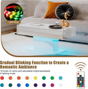 High Gloss LED Coffee Table Cocktail Center Table Modern Living Room Rectangle