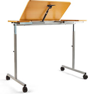 Tilting Over Bed & Chair Table Adjustable Height & Width with Lockable Castors