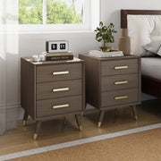 Pair of 3 Drawer Bedside Table - Oslo Dark Wood Range